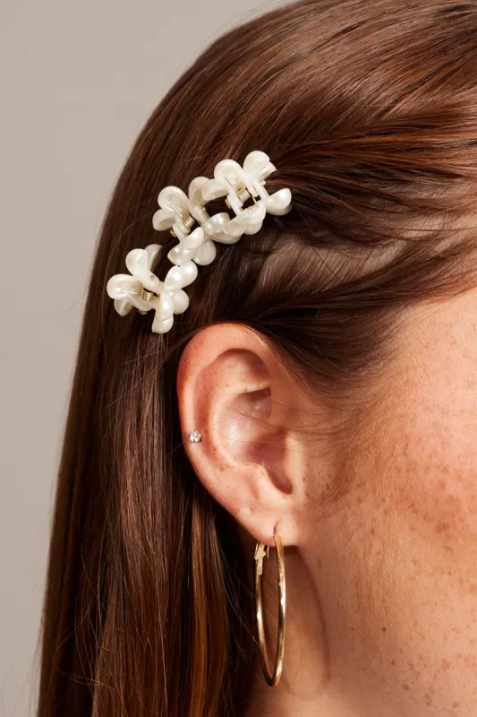 White 9 Pack Pearl Claw Clips sold by Ally Fashion