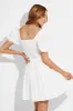 White Fit And Flare Dress Puff Sleeve Square Neck sold by Ally Fashion