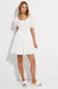 White Fit And Flare Dress Puff Sleeve Square Neck sold by Ally Fashion