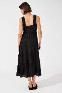 Black Maxi Dress Shirred Bust Tiered sold by Ally Fashion
