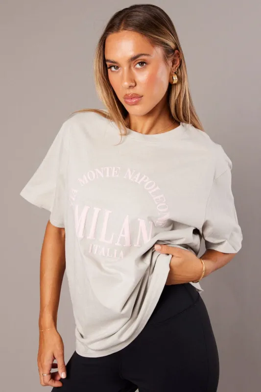 Grey Graphic Tee Short Sleeve sold by Ally Fashion