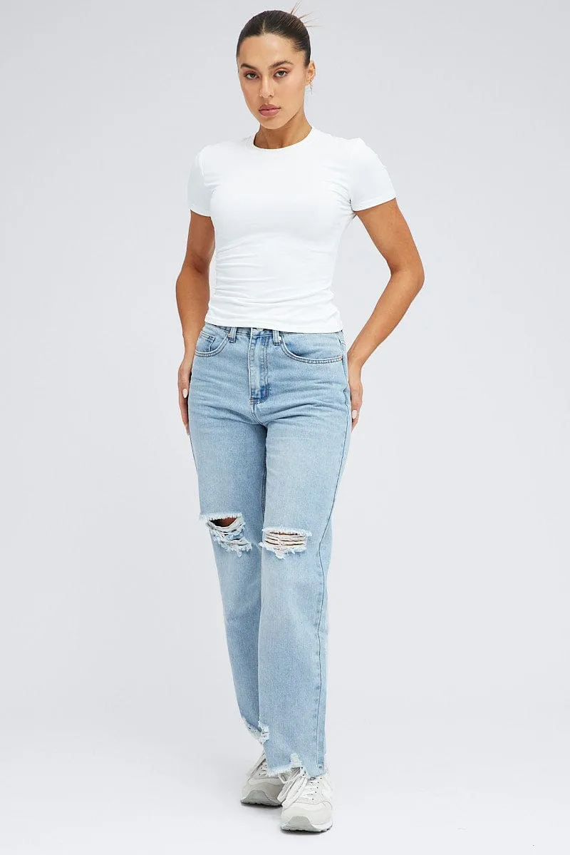 Denim Boyfriend Jeans Mid Rise sold by Ally Fashion