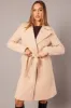 Beige Tie Front Coat Knee Length sold by Ally Fashion