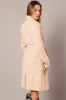 Beige Tie Front Coat Knee Length sold by Ally Fashion