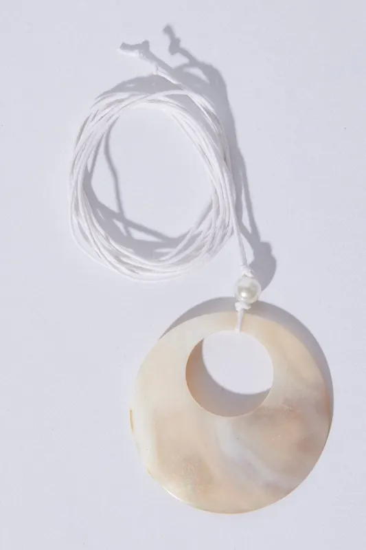 White Shell Pendent Cord Necklace sold by Ally Fashion
