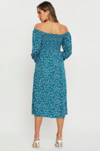 Print Midi Dress Off Shoulder sold by Ally Fashion