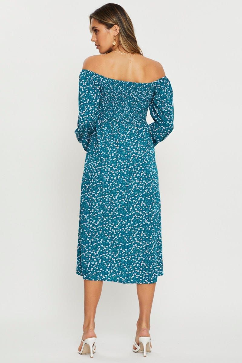 Print Midi Dress Off Shoulder sold by Ally Fashion product image thumbnail 4