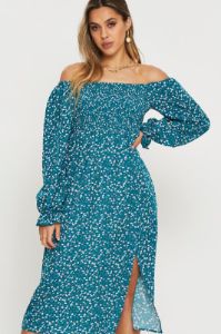 Print Midi Dress Off Shoulder sold by Ally Fashion
