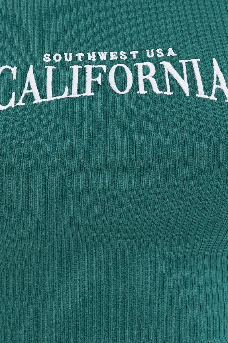 Green Cropped Crew Neck Tank sold by Ally Fashion product image thumbnail 6