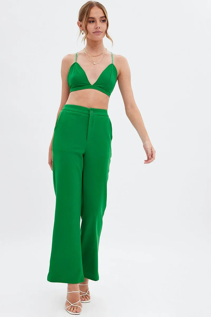 Green High Waist Pants sold by Ally Fashion