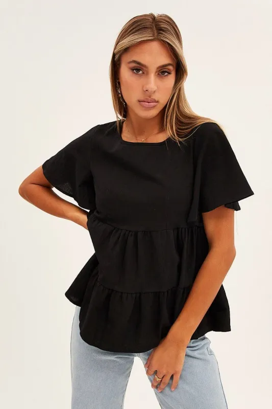 Black Short Sleeves Cami Top sold by Ally Fashion