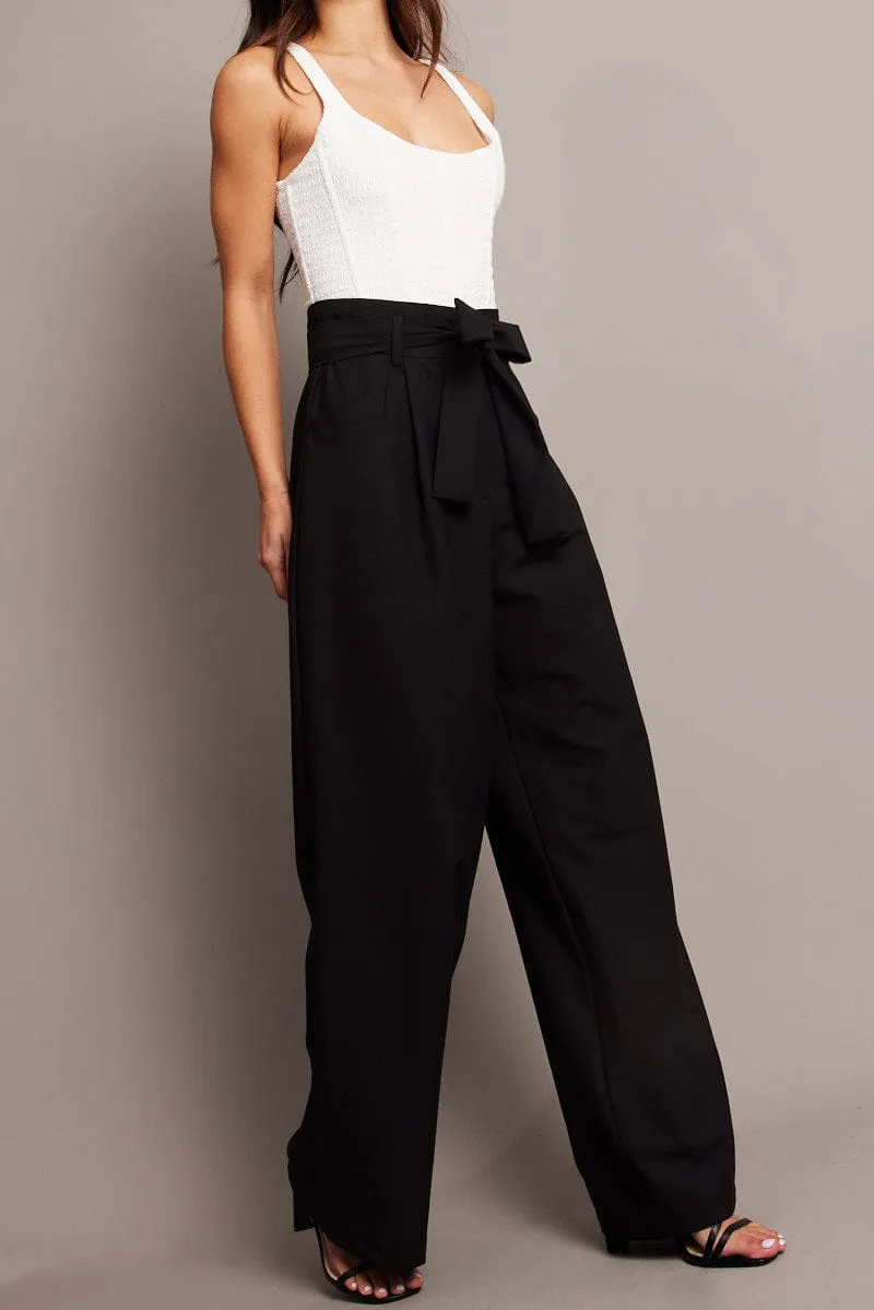 Black Wide Leg Pants Waist Tie sold by Ally Fashion