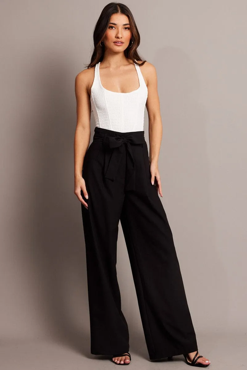 Black Wide Leg Pants Waist Tie sold by Ally Fashion product image thumbnail 2