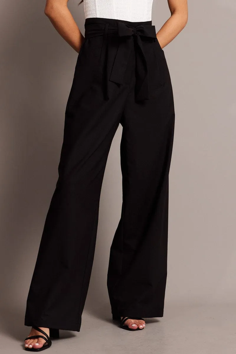 Black Wide Leg Pants Waist Tie sold by Ally Fashion product image thumbnail 3