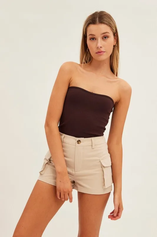 Camel Cargo Shorts High Rise sold by Ally Fashion