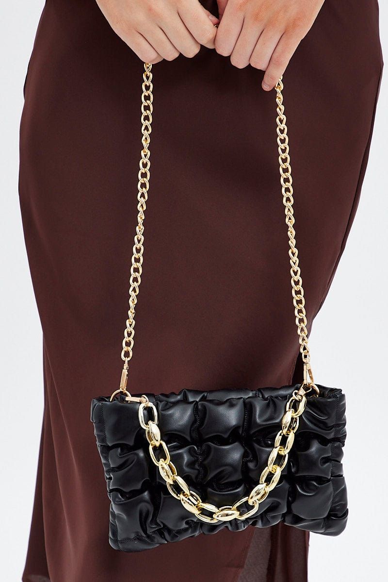Black Chain Decor Quilted Shoulder Bag sold by Ally Fashion product image thumbnail 2
