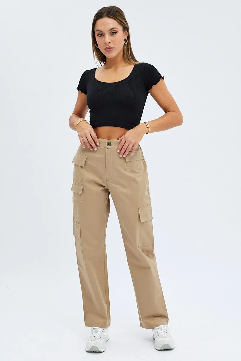 Black T Shirt Short Sleeve Scoop Neck Seamless sold by Ally Fashion product image thumbnail 2