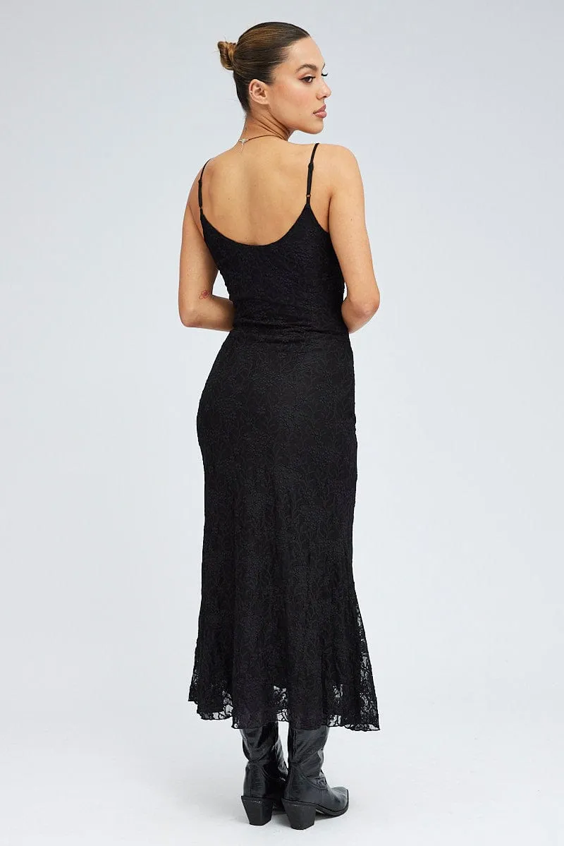 Black Maxi Dress Sleeveless Scoop Neck Flare Hem Lace sold by Ally Fashion product image thumbnail 5
