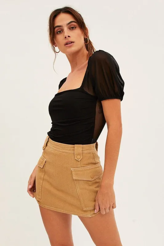Camel Cargo Skirt Mini High Rise sold by Ally Fashion