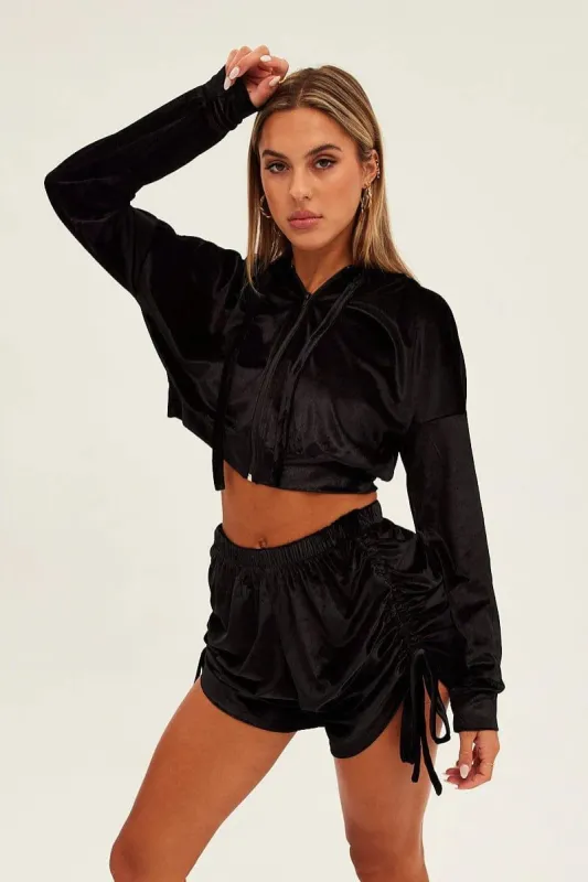 Black Velvet Jacket Long Sleeve Hoodie sold by Ally Fashion