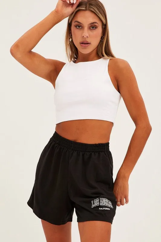 Black Elastic Waist Biker Track Shorts sold by Ally Fashion