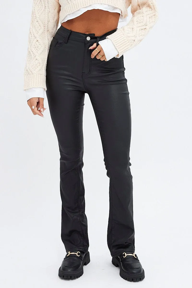 Black Flare Denim Jeans Coated High rise sold by Ally Fashion product image thumbnail 2