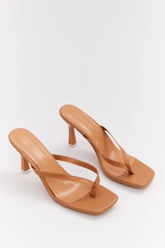 Camel Toe Post Stiletto Heeled Mule Sandals sold by Ally Fashion