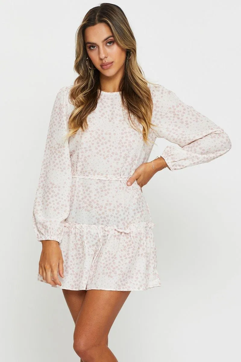 Print Mini Dress Long Sleeve sold by Ally Fashion