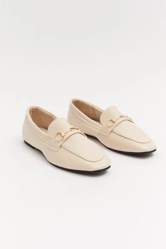 White Flat Loafers With Buckle sold by Ally Fashion