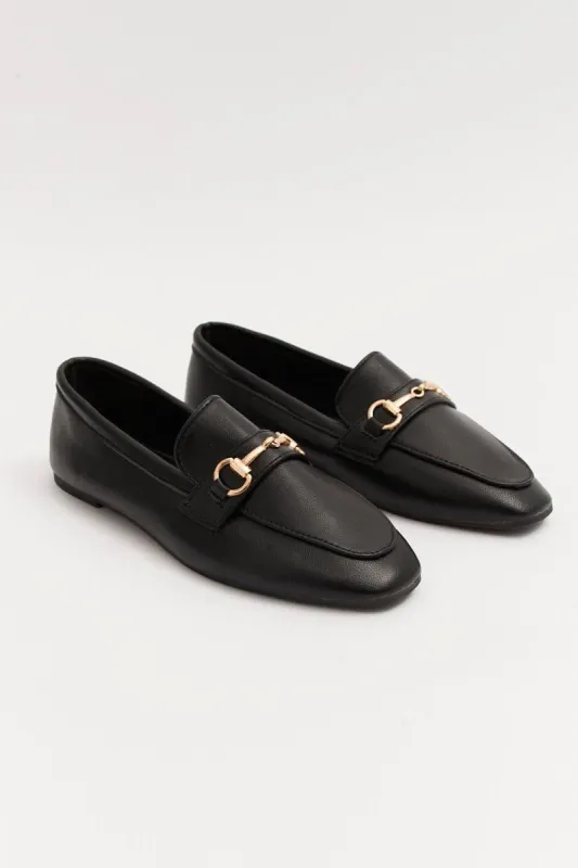 Black Flat Loafers With Buckle sold by Ally Fashion