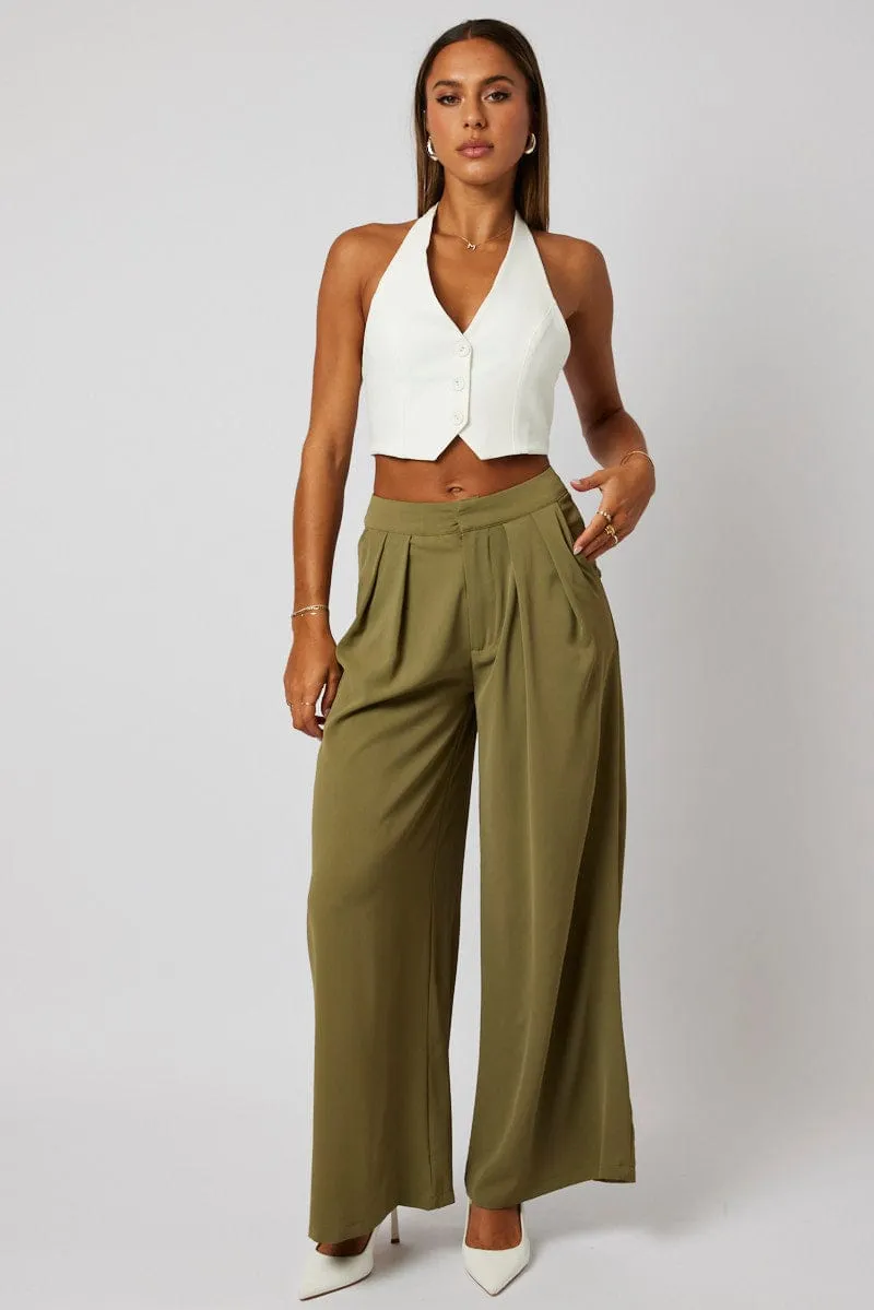 White Vest Top Halter Neck Button Top sold by Ally Fashion product image thumbnail 2