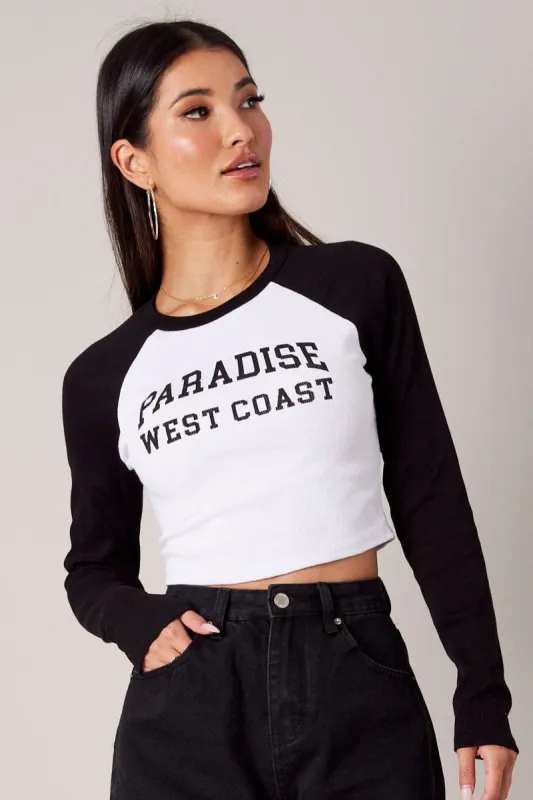 White Graphic Tee Long Sleeve sold by Ally Fashion
