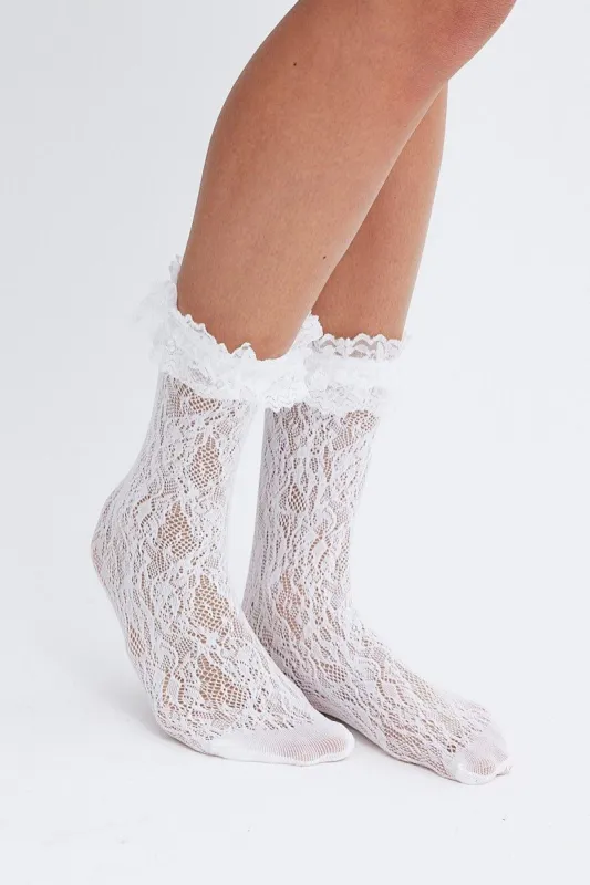 White Lace Frill Socks sold by Ally Fashion