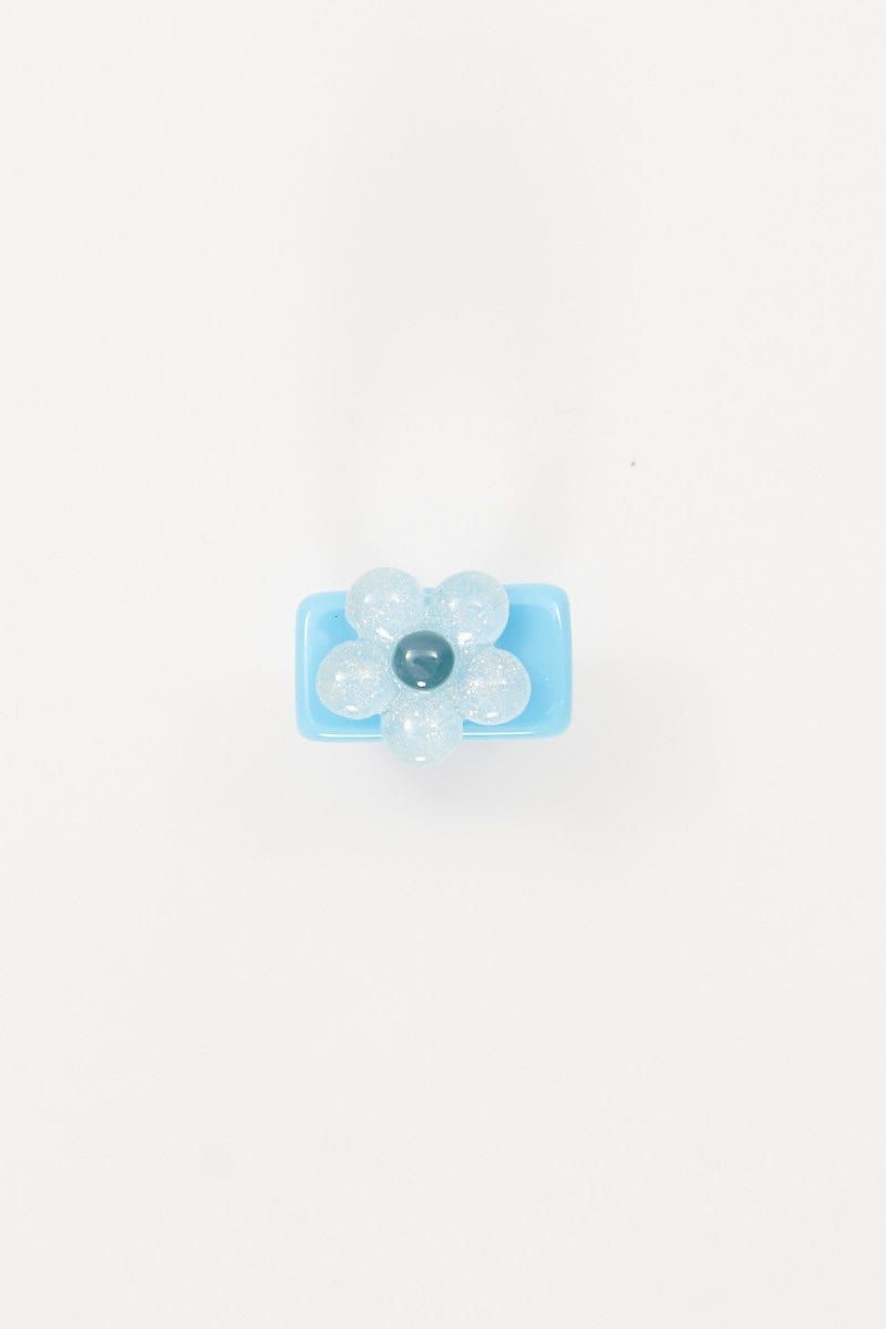 Blue Chunky Flower Ring sold by Ally Fashion