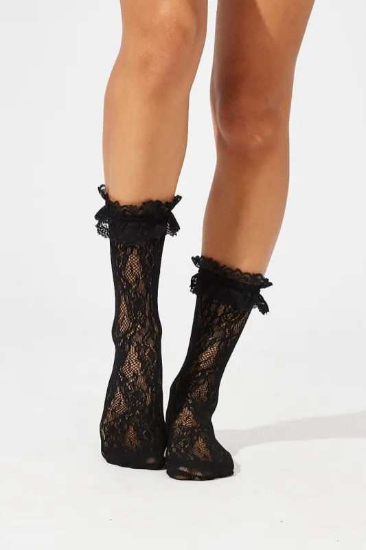 Black Lace Frill Socks sold by Ally Fashion