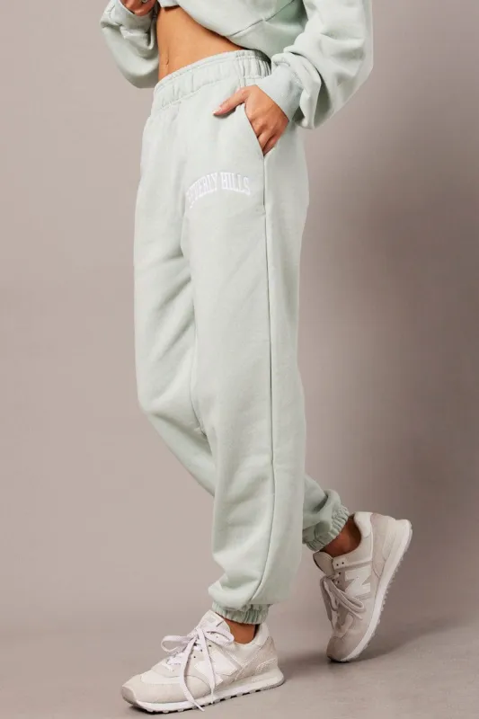 Green Track Pants High Rise sold by Ally Fashion