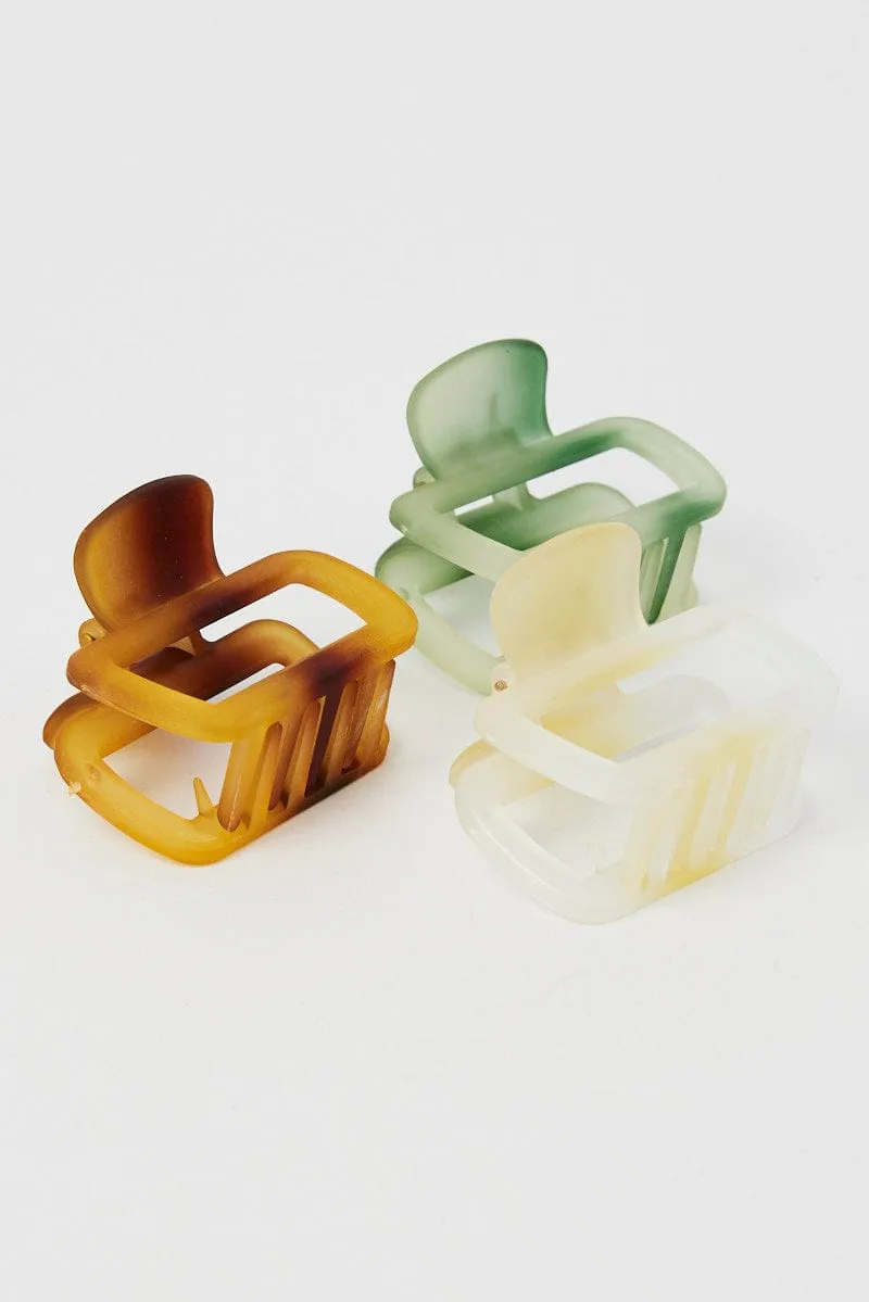 Multi 3 Pack Squared Claw Clips sold by Ally Fashion