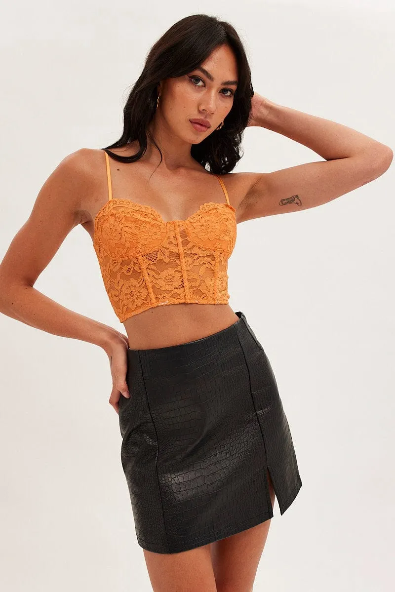 Orange Floral Lace Corset Top sold by Ally Fashion product image thumbnail 3