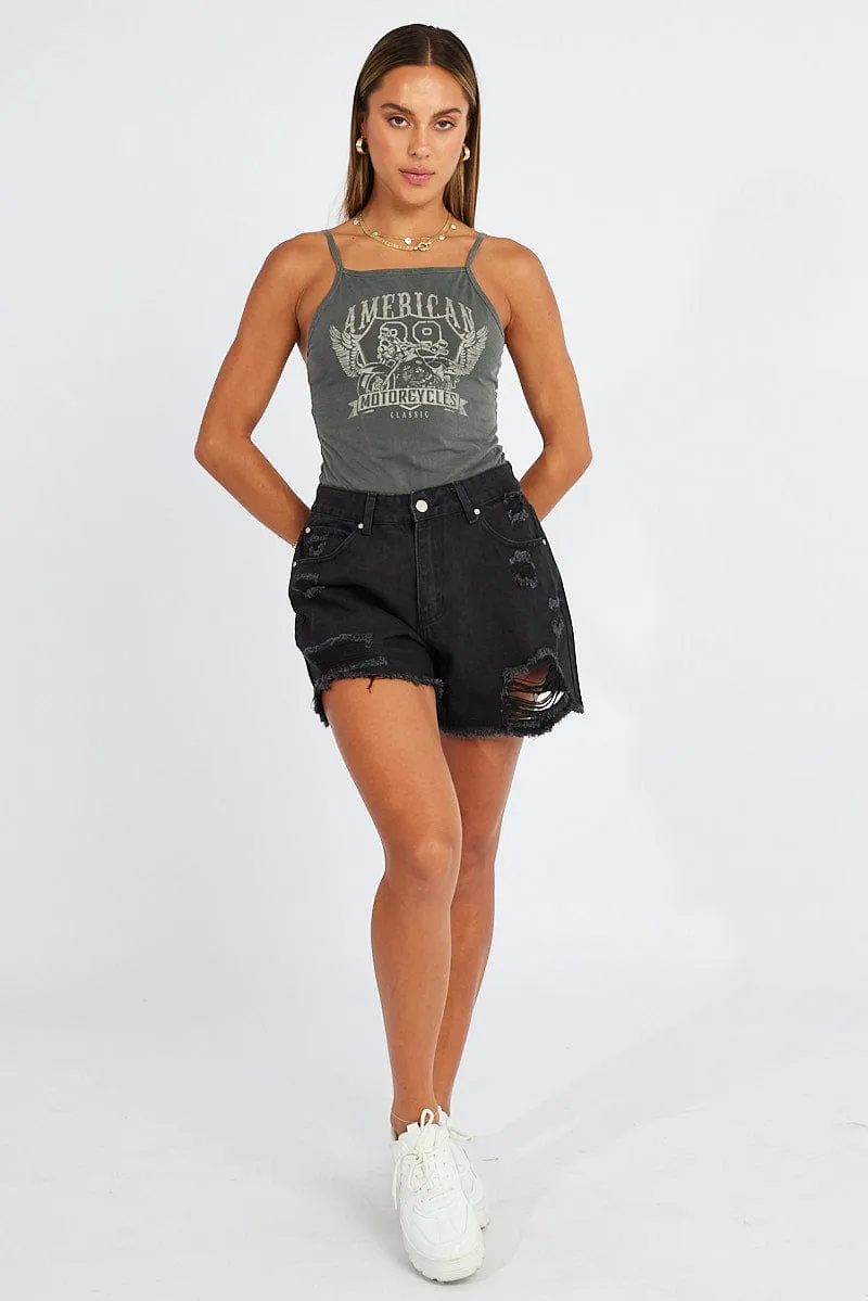 Grey Graphic Bodysuit sold by Ally Fashion