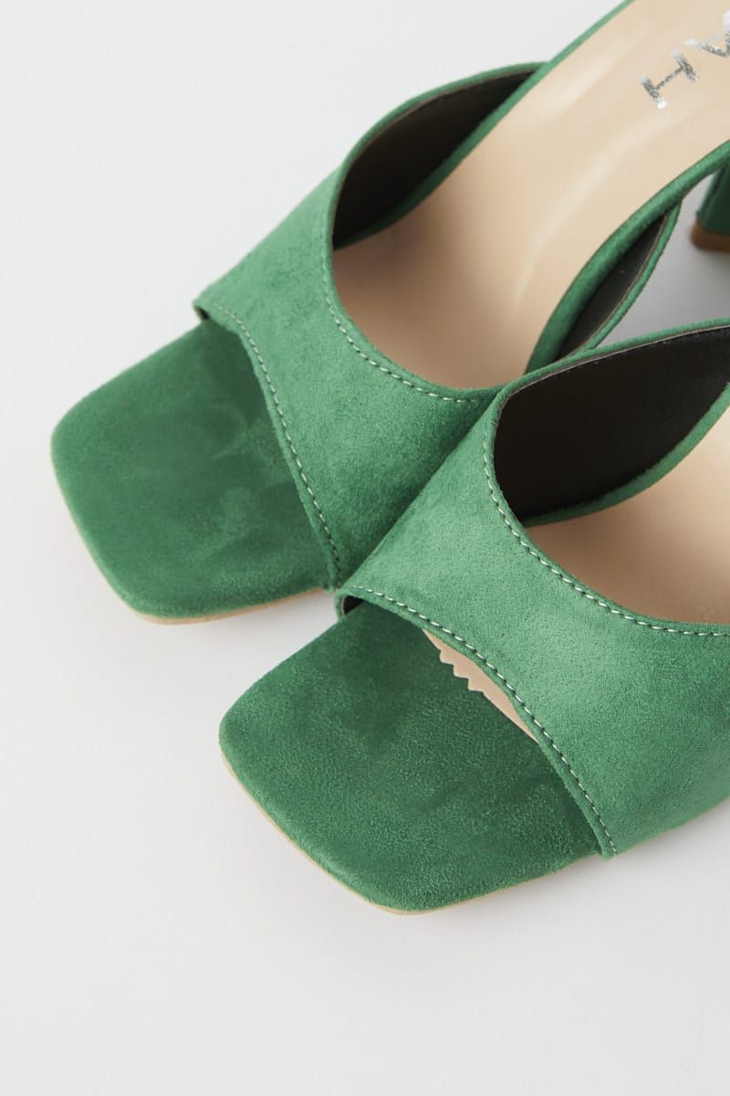 Green Suede Square Toe High Heeled Mule Sandal sold by Ally Fashion product image thumbnail 2