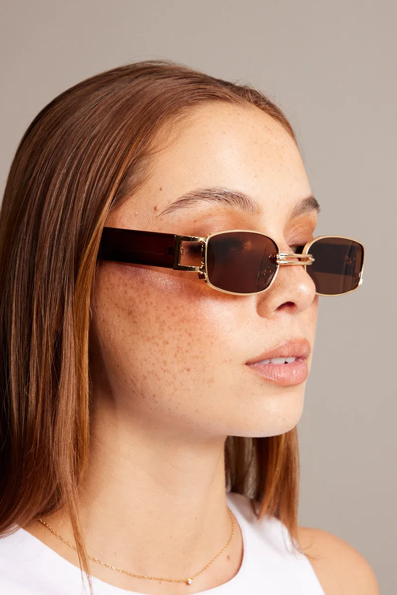 Brown Rectangle Sunglasses sold by Ally Fashion