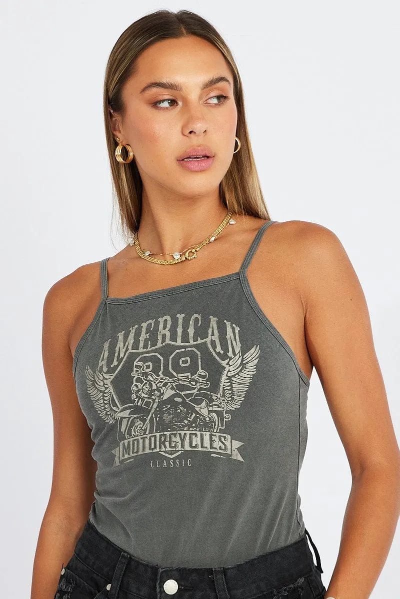 Grey Graphic Bodysuit sold by Ally Fashion product image thumbnail 2