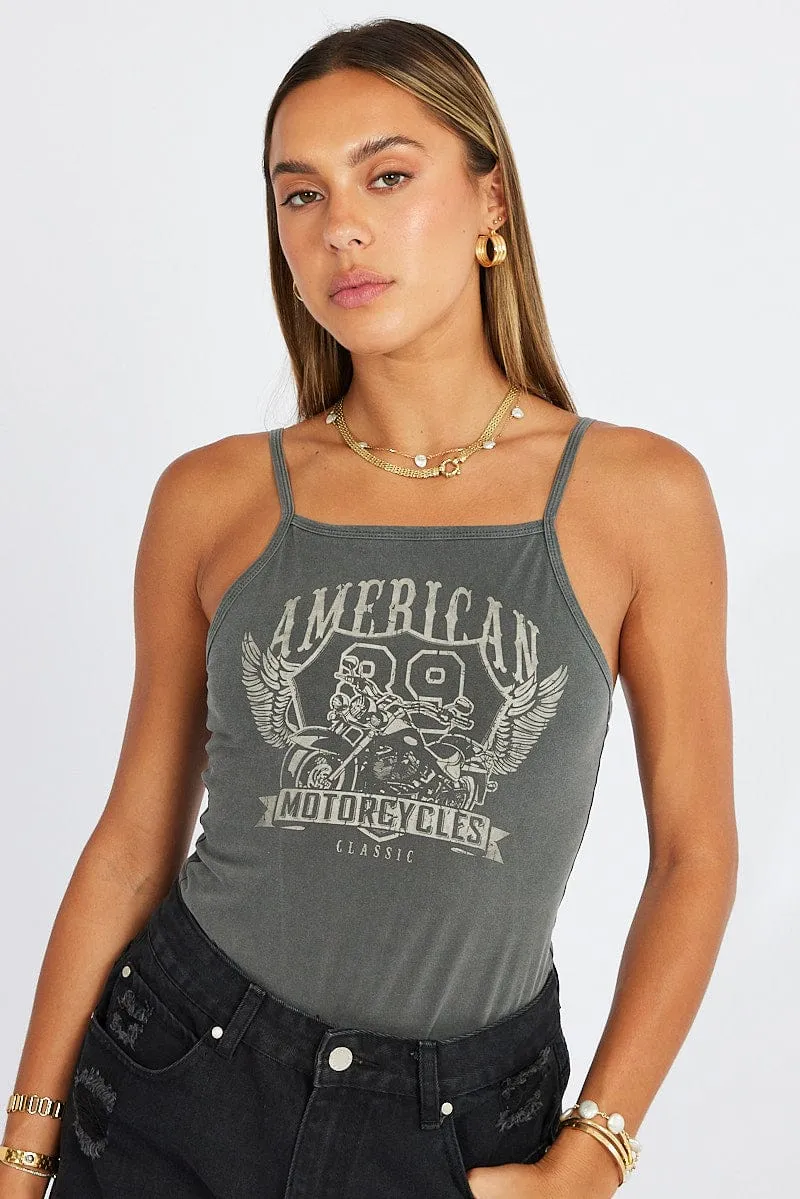 Grey Graphic Bodysuit sold by Ally Fashion product image thumbnail 3