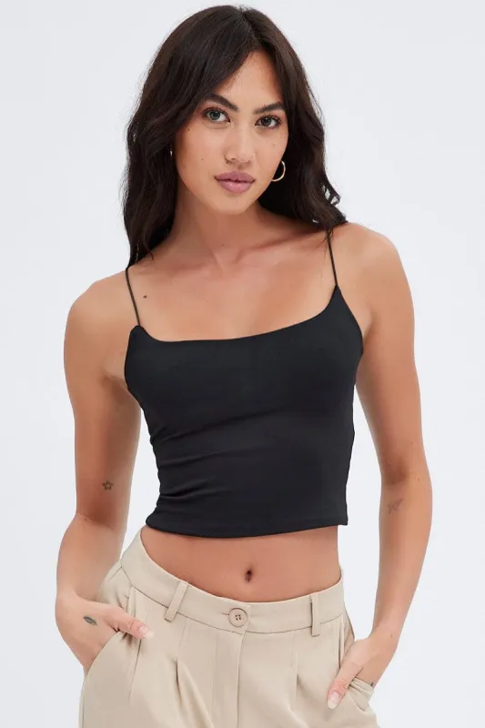 Black Crop Singlet Top sold by Ally Fashion