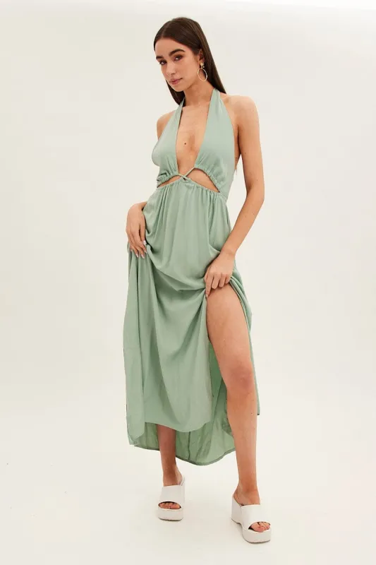 Green Maxi Dress Backless sold by Ally Fashion