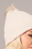 Beige Faux Fur Pom Pom Beanie sold by Ally Fashion