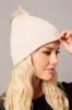 Beige Faux Fur Pom Pom Beanie sold by Ally Fashion