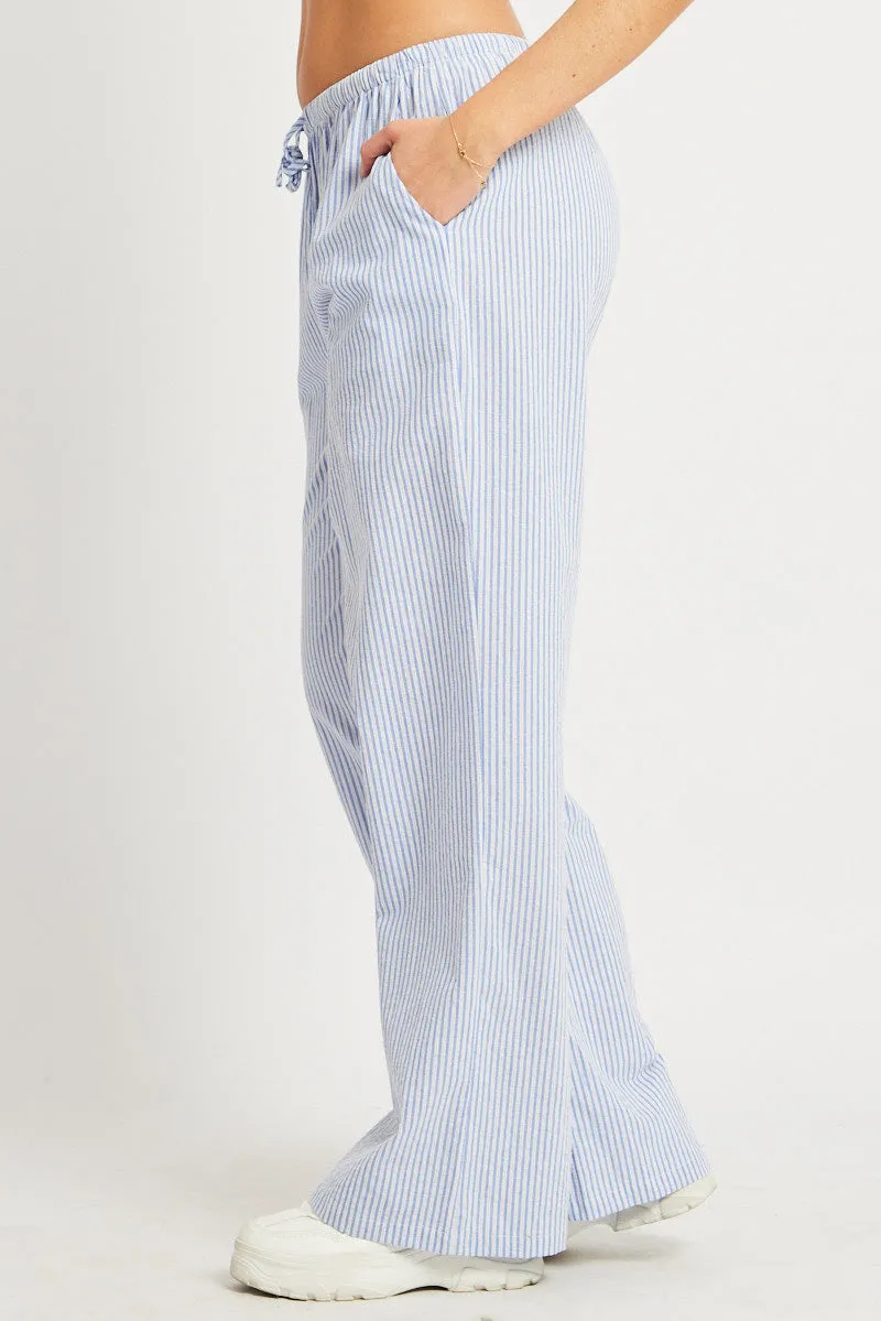 Blue Stripe Wide Leg Pants High Rise sold by Ally Fashion product image thumbnail 4