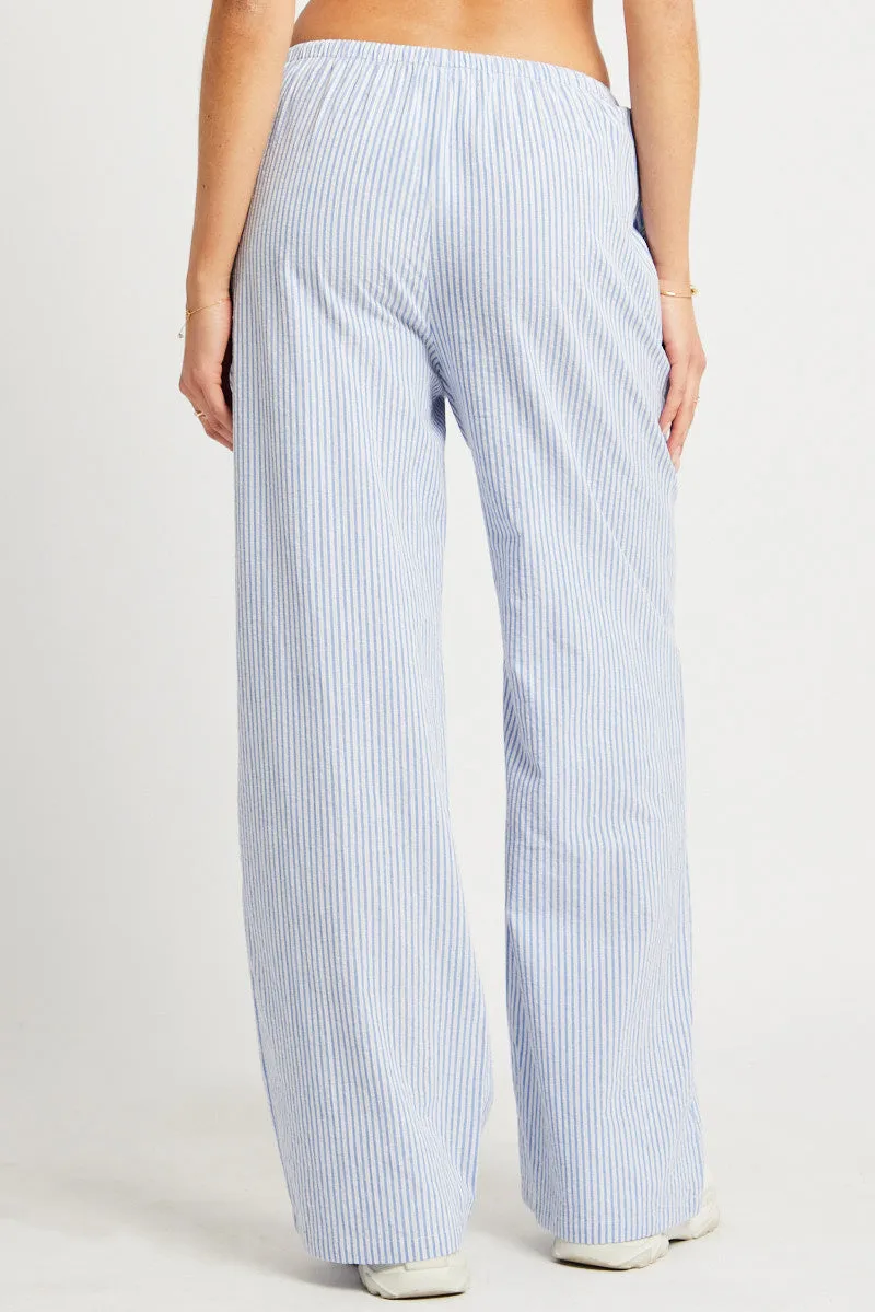 Blue Stripe Wide Leg Pants High Rise sold by Ally Fashion product image thumbnail 5