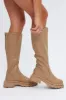 Beige Chunky Knee High Boots sold by Ally Fashion
